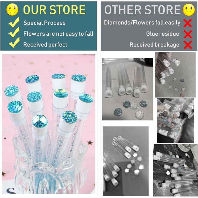 SenRocc 20 Sets Mascara Wand Tube Diamond Eyelash Spoolies Babyblue Mascara Brushes Lash Brush Makeup Tool Applicator Eyelash Brush Tubes Makeup Brush (4C-Babyblue) - Image 4